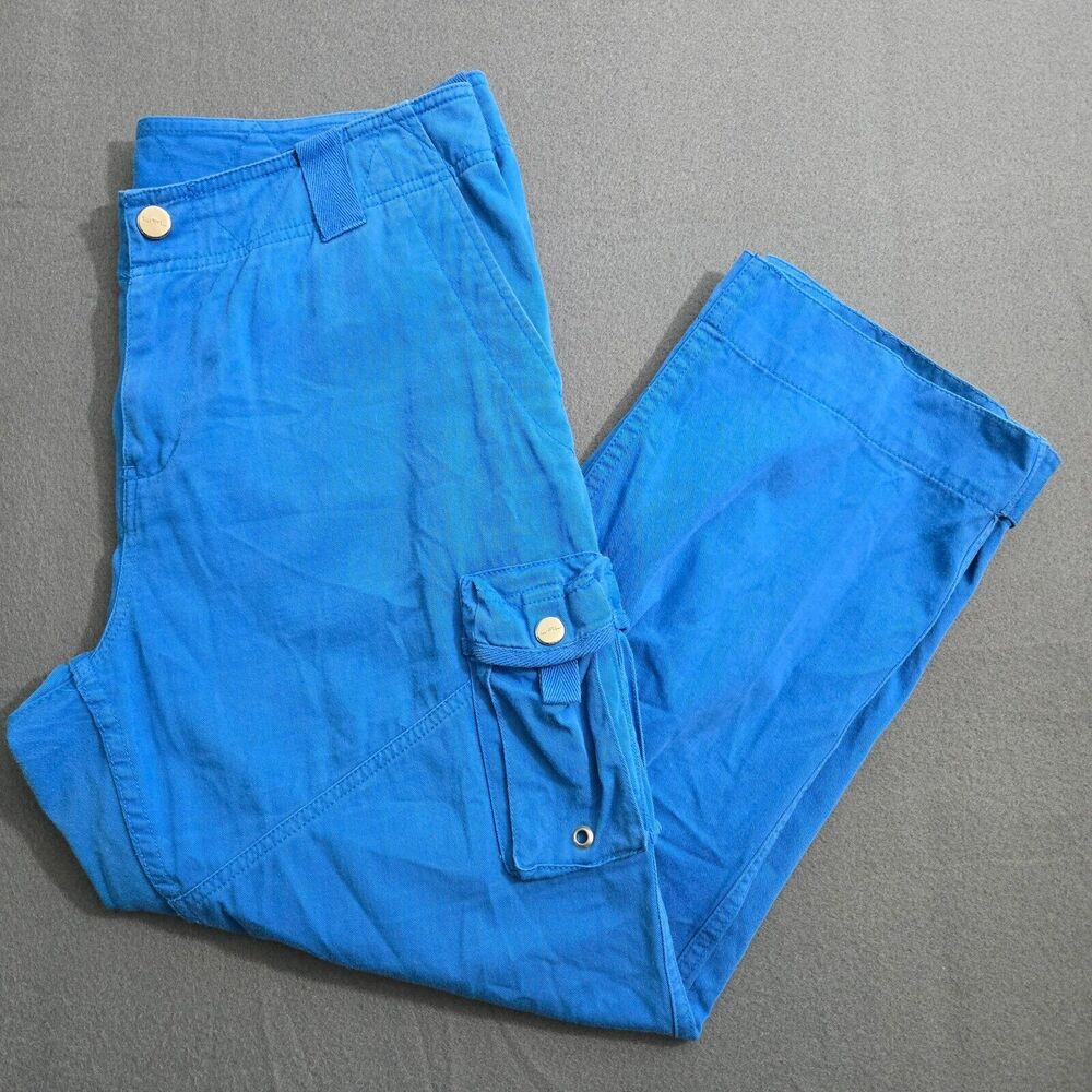 Lauren Ralph Lauren Cargo Pants Women 10 Blue Mid Rise Straight Fit